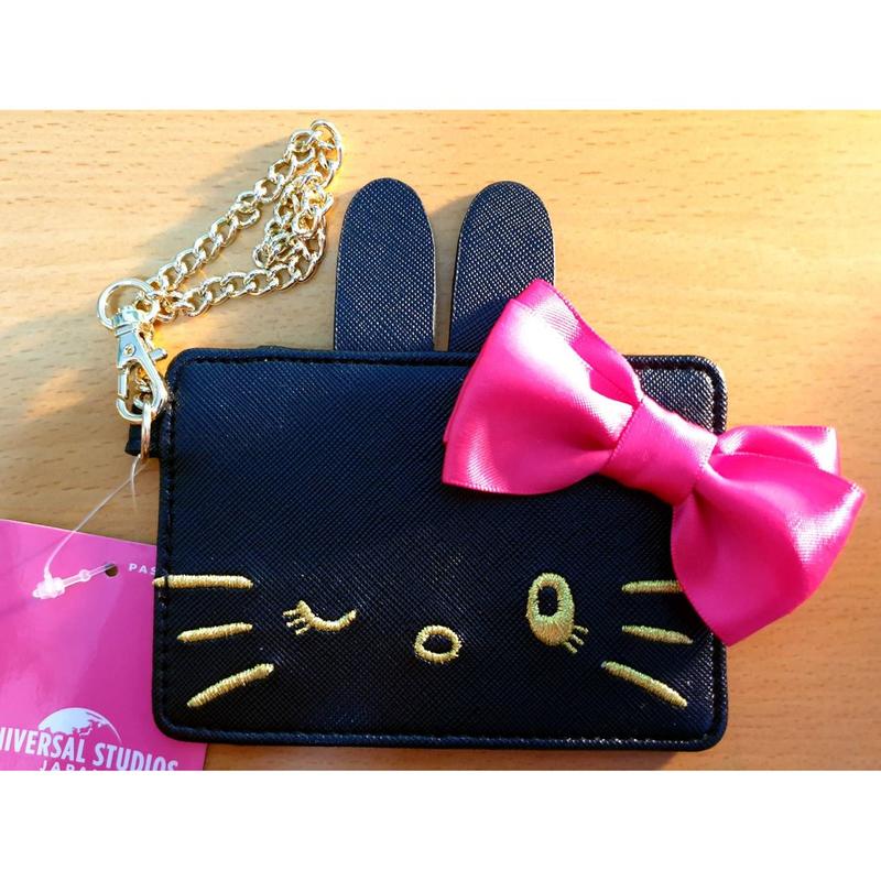 日本進口 環球影城 Hello Kitty 限定 黑色Kitty 鑰匙扣 & 票卡夾 / 證件夾