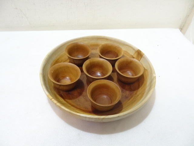 (y) 早期 原石製 茶杯 茶盤