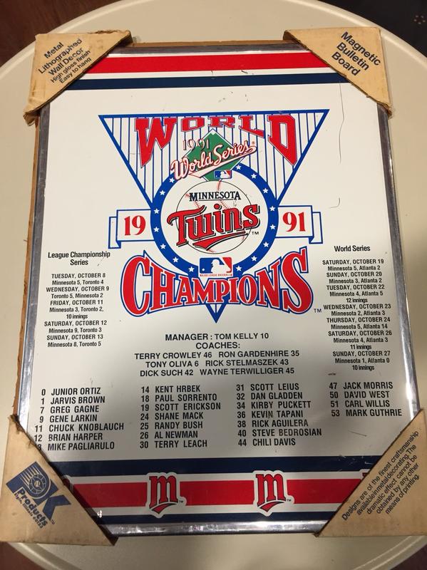 明尼蘇達TWINS棒球隊冠軍紀念商品 磁鐵板