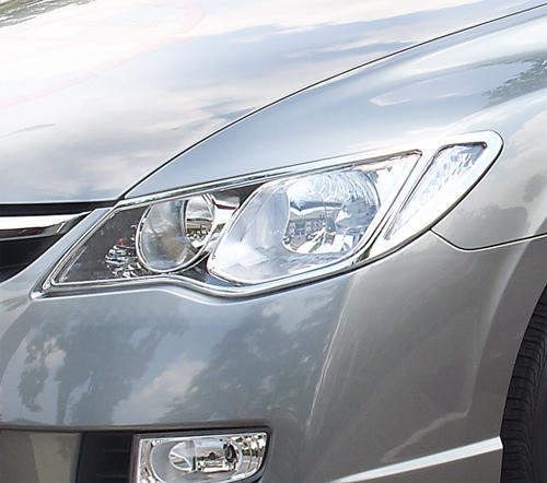 圓夢工廠 Honda 本田 Civic 2006~2012 8代 K12 改裝 鍍鉻銀 車燈框飾貼 前燈框 頭燈框 
