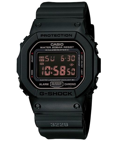 G-SHOCK CASIO 卡西歐軍事武裝軍用黑反紅電子腕錶 型號：DW-5600MS-1【神梭鐘錶】