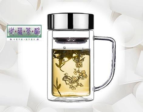 [世藏茶酩]烏龍茶|普洱茶|花草茶 玻璃杯透明水杯雙層帶蓋過濾網茶杯子