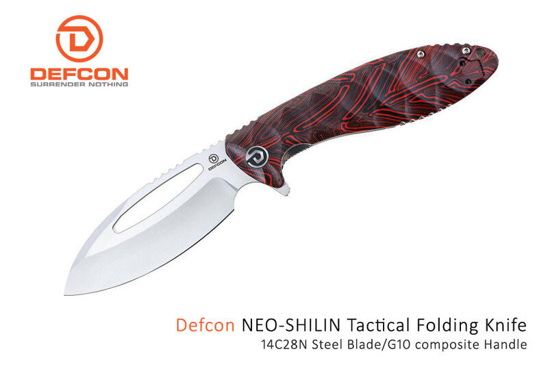 <刀之林>Defcon NEO-SHILIN紅黑G10柄士林刀刃型折刀14C28N鋼/新品
