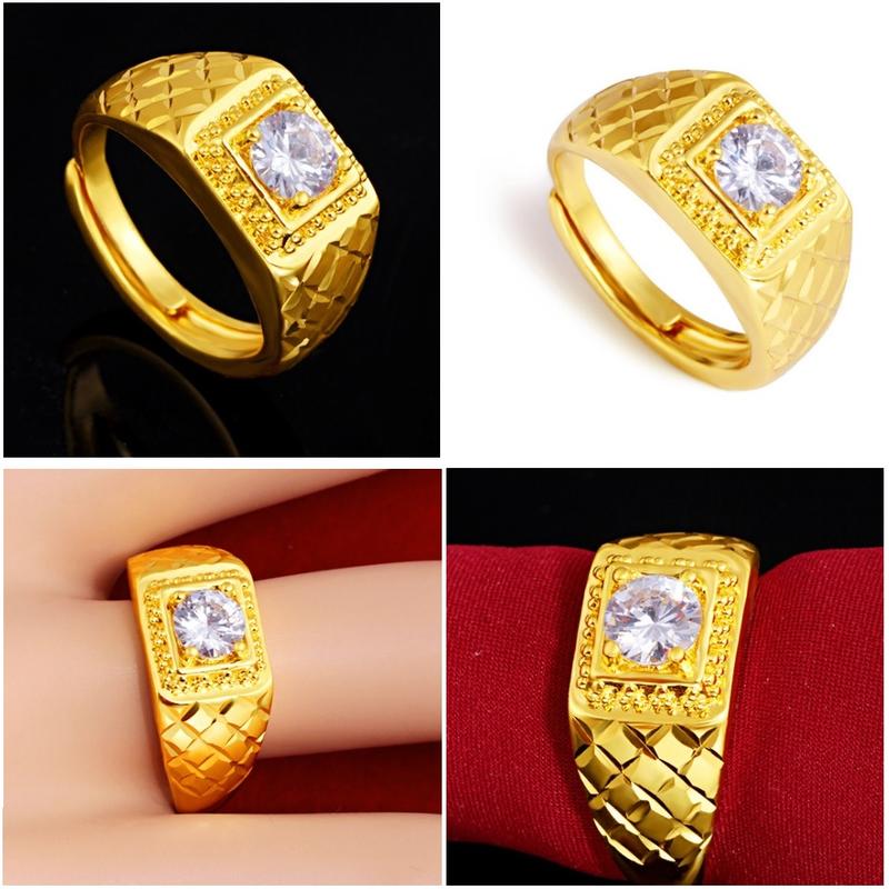 現貨💕鑲鑽仿金戒指💕優質仿金飾品 黃銅鍍金戒指 鑲鑽戒指 婚慶 戒子 贈禮