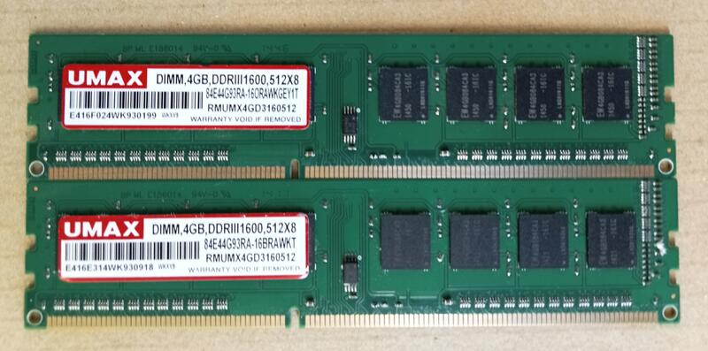 記憶體DDR3 1600 4G_UMAX_單面
