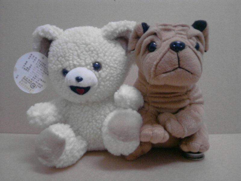 【秋海棠】熊熊與沙皮狗(全新品)，絨棉娃娃
