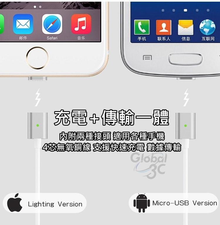 最新雙系統 安卓 iPhone 傳輸充電 iphone SE 5s 6 6s plus 磁吸 磁力充電線 快充 編織線