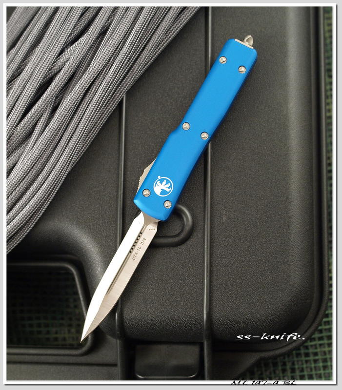 Microtech UTX70 D/E 新款藍綠柄mini SATIN(204P鋼) 型號:MT 147-4 BL