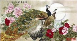 【幸運星】 可超取國畫牡丹畫風水畫孔雀客廳辦公室裝飾畫宣紙畫芯開運招財招桃花花好月圓新婚