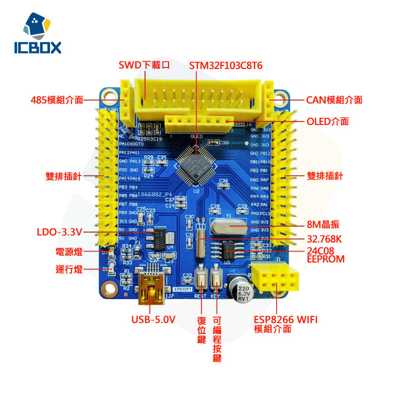 [ICBOX] STM32F103C8T6 development board learning board core board experimental board can be used with simulation downloader ST-LINK /A573