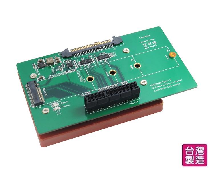 美樂華 PU413A U.2 (SFF-8639) to M.2 NVMe SSD & PCIe x4 slot 轉接卡