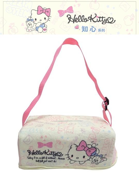 【★優洛帕-汽車用品★】Hello Kitty知心系列 面紙盒套袋(可吊掛車內頭枕) 附贈面紙盒 PKTD009P-03
