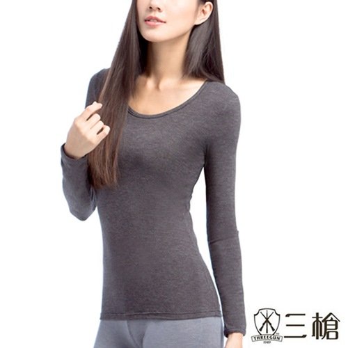 【三槍牌】時尚經典台灣製舒適女長袖Q-HEAT發熱衣 3件組