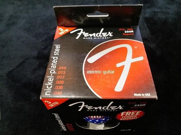 <魔力高雄>  Fender 250R電吉他弦 3包裝 附FENDER字樣棒球一顆 10~46 鍍鎳弦 適用所有電吉他