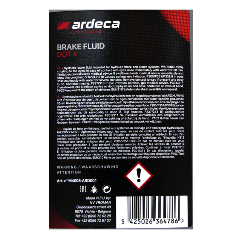 【易油網】ARDECA BRAKE FLUID 合成煞車油4號 DOT4 ATE BOSCH 露天市集 全台最大的網路購物市集