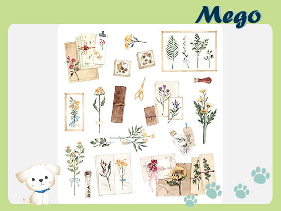 Ｍego 貼紙 四季之詩-西風頌 和紙貼紙 花草木植物 復古 手帳