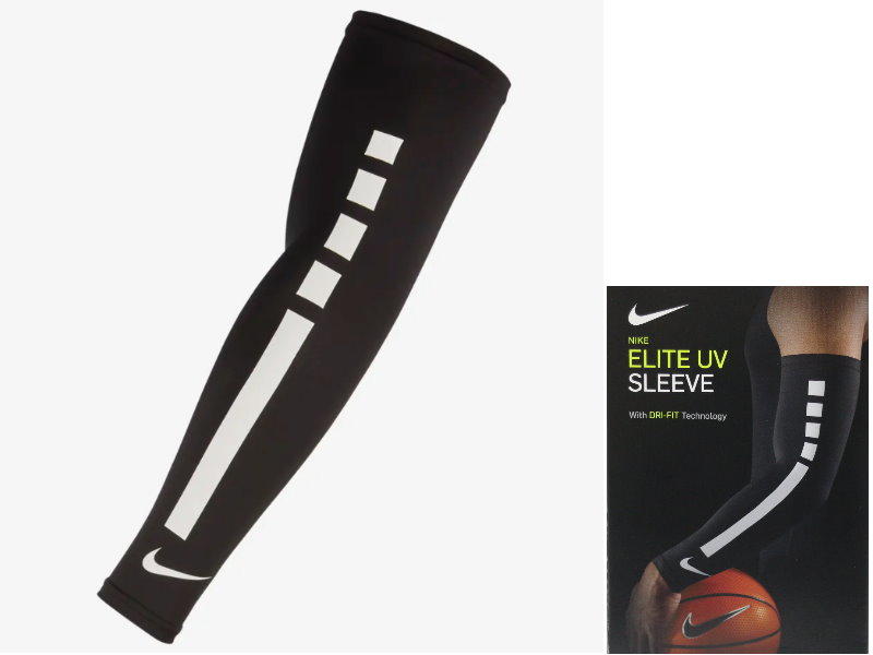 (布丁體育)NIKE PRO ELITE 臂套 黑色 排汗材質(單支裝) 抗紫外線 UVA和UVB 另賣 斯伯丁 籃球