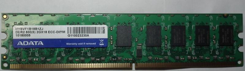 終保ECC威剛DDR2-800 2G PC2-6400E 2GB 2RX8 支援975X X38 X48 3210