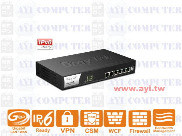 居易 VIGOR 2960 雙WAN 全GIGA埠 IPv6/IPv4 VPN 安全防火牆路由器 USB埠x2