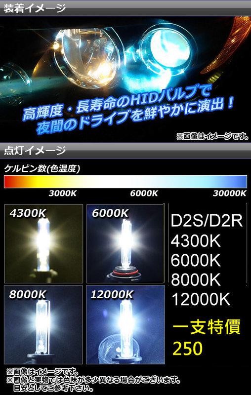 翔鷹拍賣場~ 全新日本版 原廠HID專用燈管D2R/D2S4300K 6000K 8000K 12000K一支250