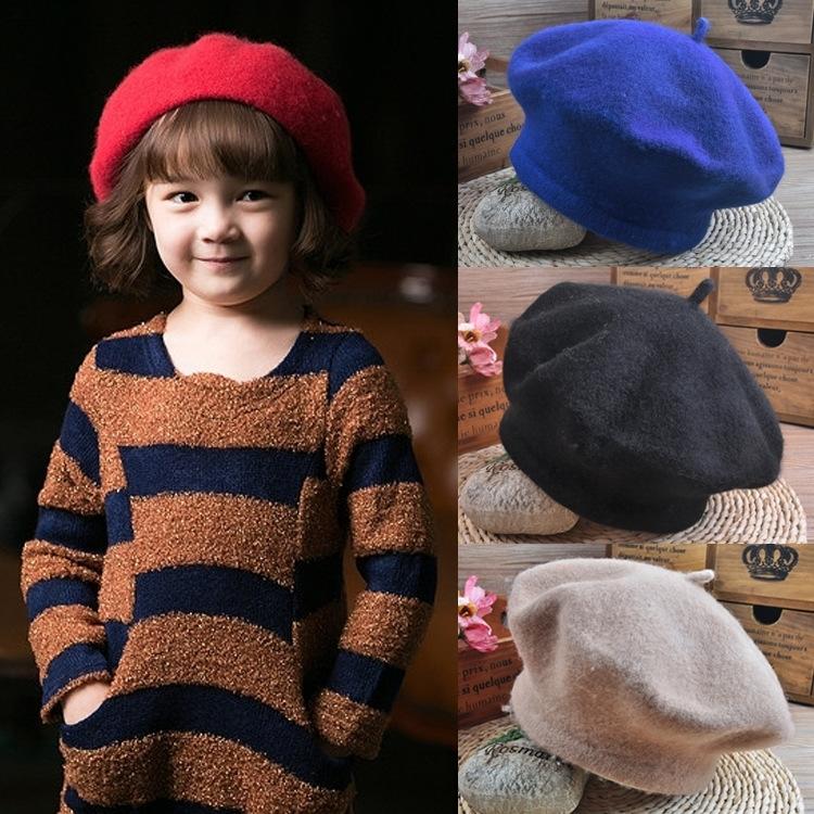 兒童貝雷帽 寶寶畫家帽 韓版羊毛氈羊絨秋冬保暖女童女孩造型時尚帽 多色AC07