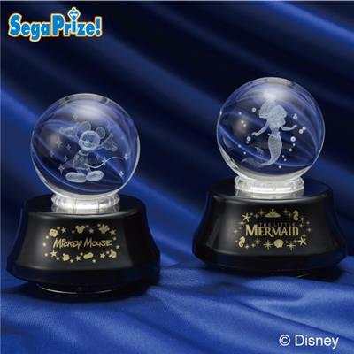 [售完] 絕版商品 掌上 桌上 水晶球 迪士尼 Disney 雷射水晶球 雪花球 音樂球 雷雕 米奇 小美人魚