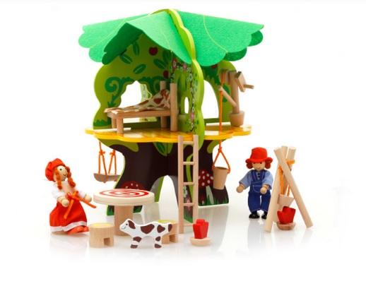【晴晴百寶盒】DIY木製樹屋別墅 益智遊戲 寶寶过家家玩具 角色扮演 親子互動 生日禮物 平價促銷 P110