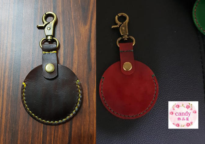 gogoro鑰匙皮套 真皮牛皮 手工縫製 磁扣 大門感應扣皮套 鑰匙圈(深棕.酒紅色)