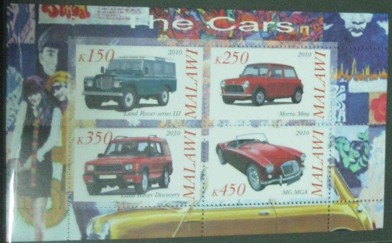 ★熊熊購物★071MALAWI馬拉維郵票- 2010年 汽車郵票 汽車發展史郵票 (4) 小全張