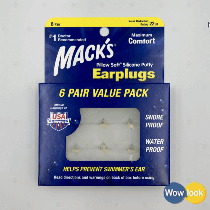 Mack's Pillow Soft Silicone Earplugs 成人矽膠耳塞 白色６對入【Wowlook】