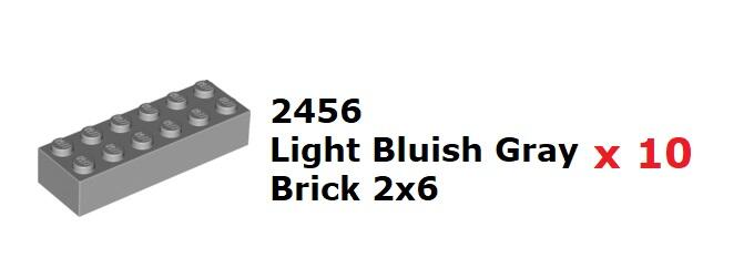 【磚樂】10個一組 LEGO 樂高 2456 4211795 Brick 2x6 淺灰色 基本磚