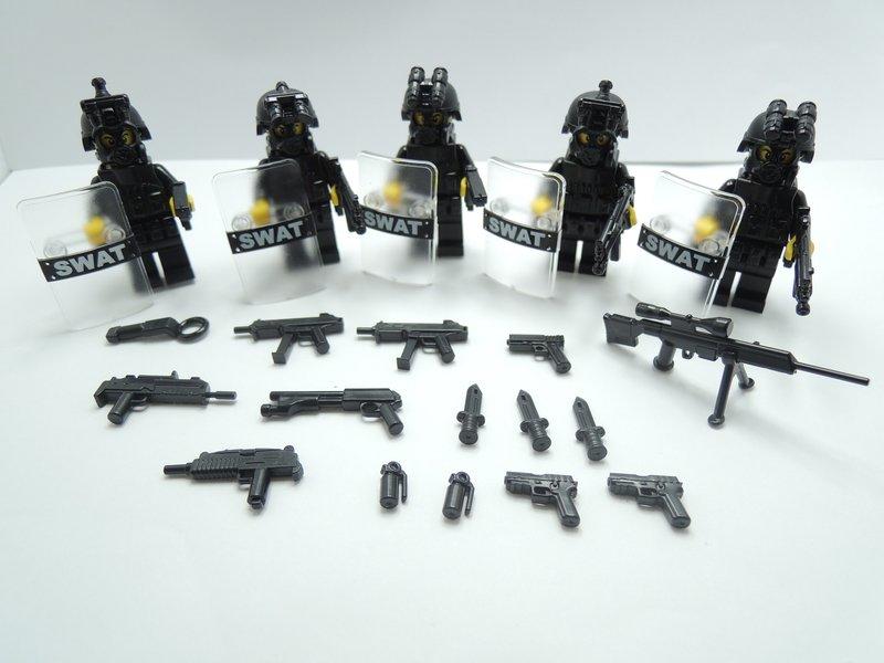 【玩具星球】特警SWAT 5隻警察人偶含配件 (台灣製高品質 LEGO 樂高 相容零件)