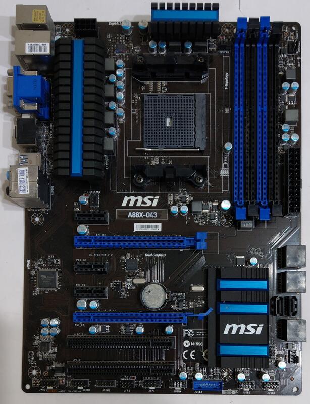 微星 MSI 主機板 A88X-G43 (AMD FM2+) 大板 HDMI