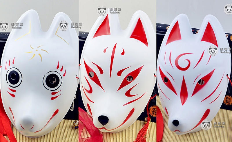 狐狸面具 螢火之森 面具 狐狸 萬用 日本 神社 祭典 日本 和風 貓咪 面罩 貓 萬聖節 變裝 cosplay cos