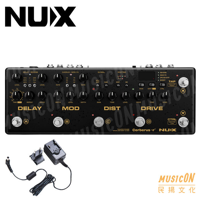 【民揚樂器】NUX Cerberus 電吉他綜合效果器 音箱模擬 空間系 破音效果 MIDI 優惠加購NUX原廠變壓器