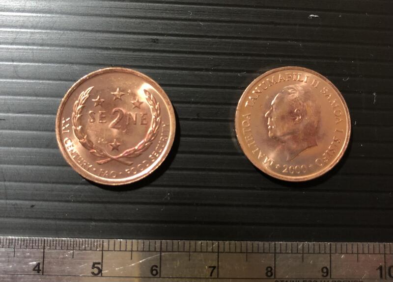 【超值硬幣】薩摩亞 2000年 2 Sene 錢幣一枚，FAO主題，少見~(98新)
