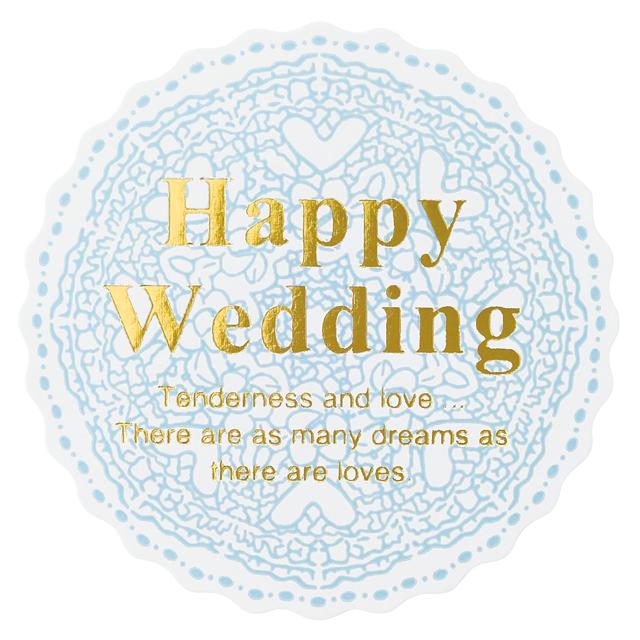 【寵愛物語包裝】日本進口 HAPPY WEDDING 粉藍限定款 包裝 喜帖 貼紙 40入 日本製