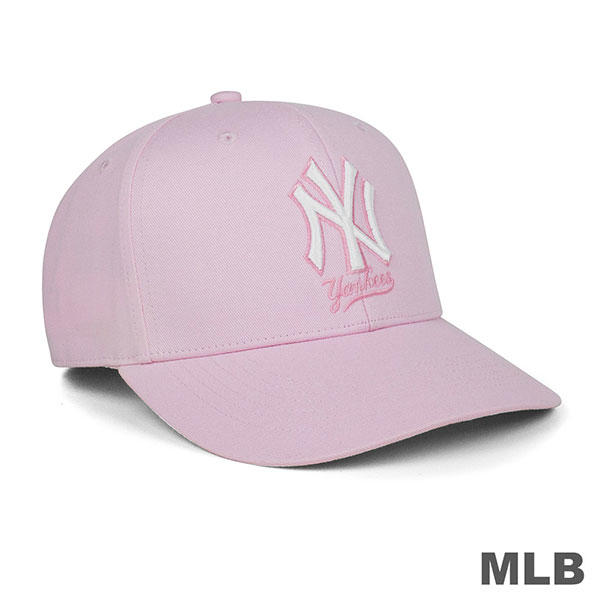 貝斯柏~MLB 美國大聯盟洋基隊 大LOGO 粉紅凸繡/繡花可調式五分帽 老帽 休閒帽 遮陽帽 上市超低特價$585/頂