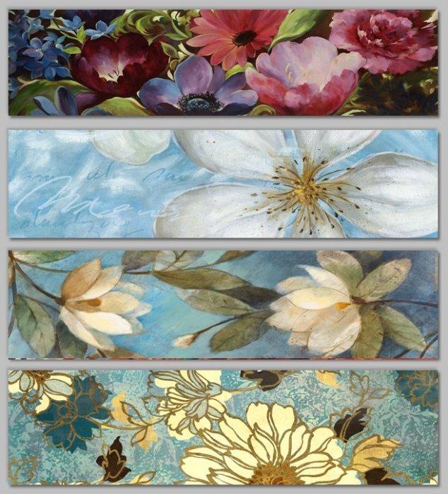 ART。DECO 歐美式床頭畫花卉裝飾畫畫芯橫長款沙發背景噴繪微噴打印(4款可選)