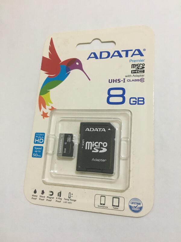 威剛  microSDHC UHS-I U1 8G記憶卡(附轉卡)