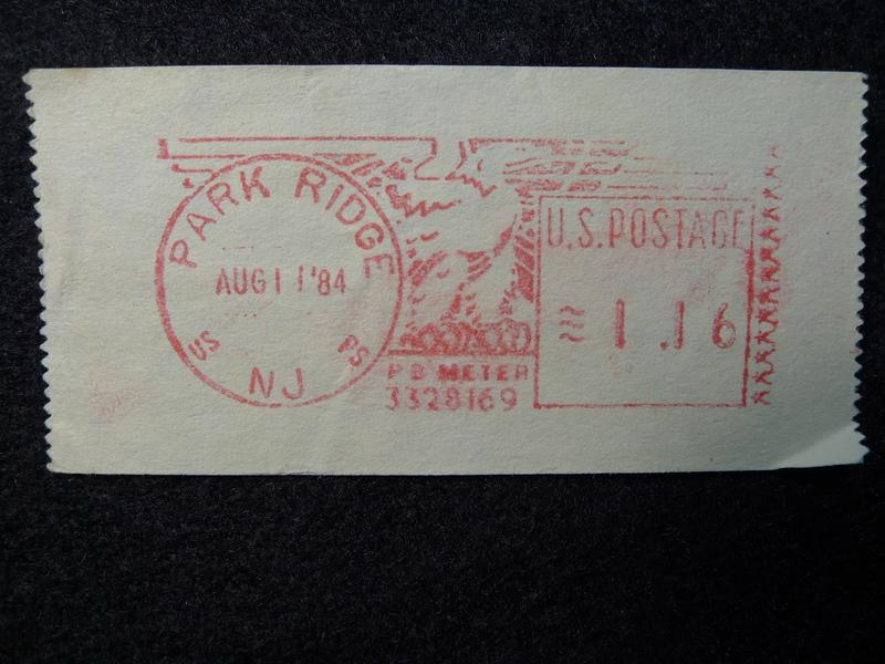 [收藏小品](集戳)1984年  US  NJ. PARK RIDGE郵資機蓋戳 壹枚  P39