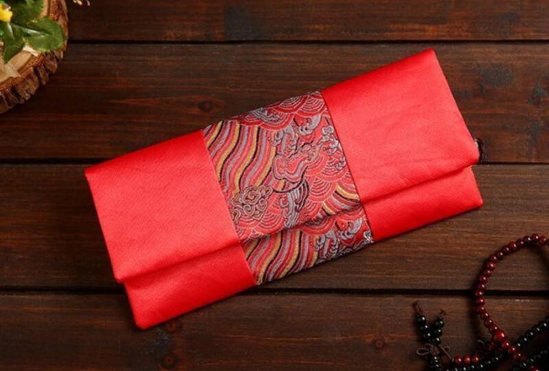 《現貨》中國宮廷風絲綢紅包袋
