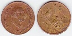 【全球郵幣】南非 South Africa 1976 1cent 美品 AU