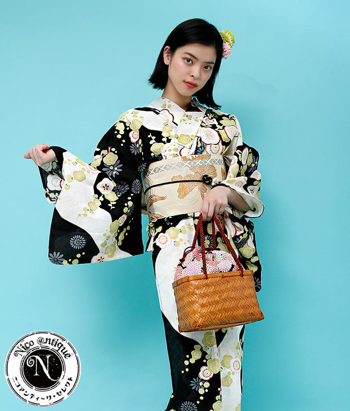 日本和服浴衣 古典花色 梅花單件 僅一件
