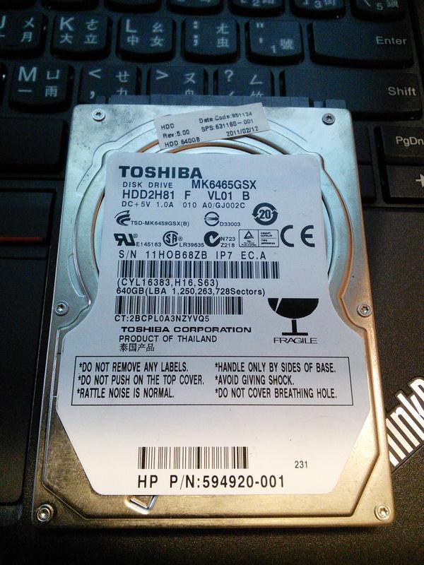 TOSHIBA MK6465GSX 640GB SATA 2.5吋 硬碟