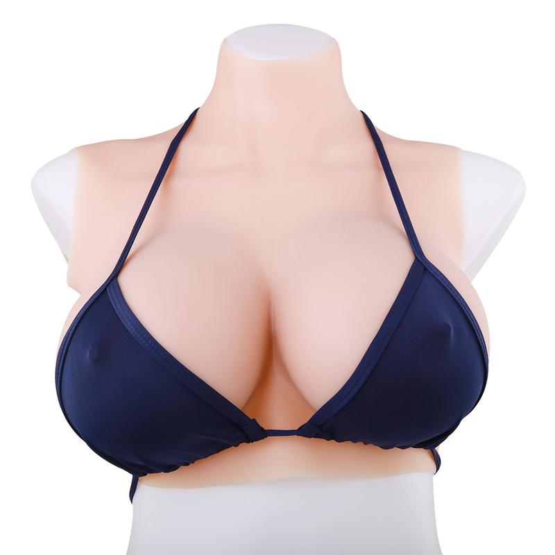 【2021福袋】台灣現貨 短款高領露背半身實心義乳 CD偽娘胸衣假乳房 變裝矽膠義乳假胸