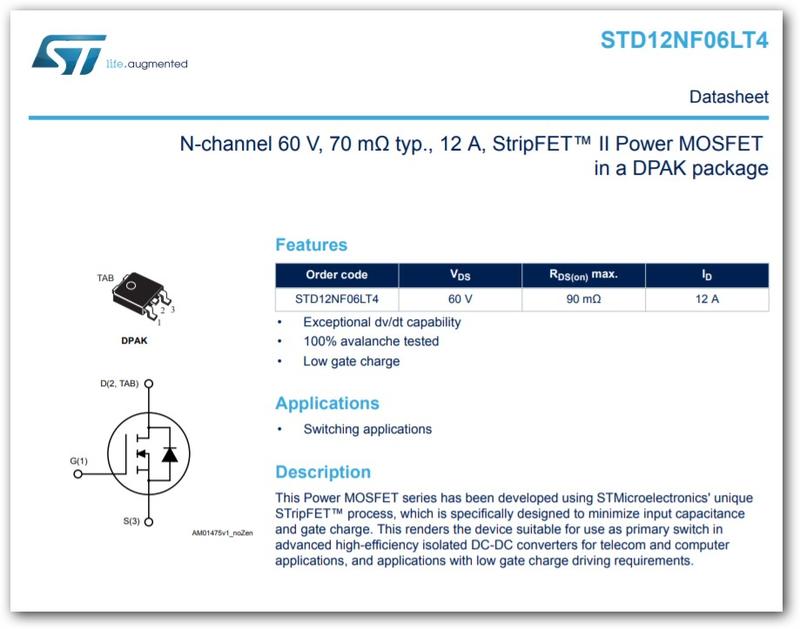 STD12NF06LT4 60V 12A N-ch TO-252 MOSFET[B08]