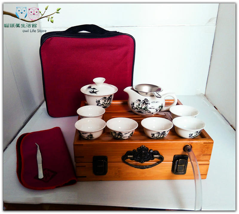 🦉貓頭鷹雜貨小舖🆕全新 尚竹白瓷便攜式旅行茶具