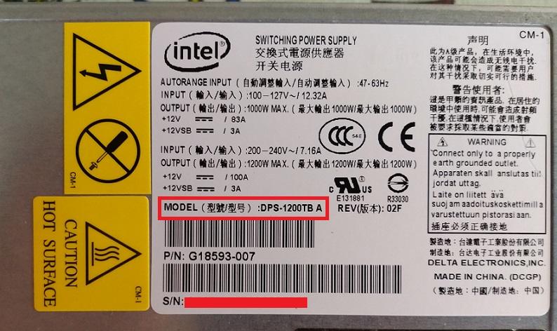 Intel 1200W電源DPS-1200TB A