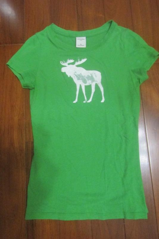 二手 Abercrombie & Fitch 女童/小號大人也可穿 XL 麋鹿圖案 短袖T恤